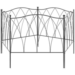 Lot de 5 clôtures de jardin décoratives en métal - 305 x 62 cm noir