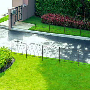 Lot de 5 clôtures de jardin décoratives en métal - 305 x 62 cm noir