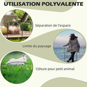 Lot de 5 clôtures de jardin décoratives en métal - 305 x 62 cm noir