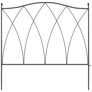 Lot de 5 clôtures de jardin décoratives en métal - 305 x 62 cm noir