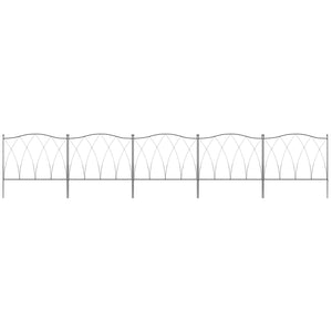 Lot de 5 clôtures de jardin décoratives en métal - 305 x 62 cm noir