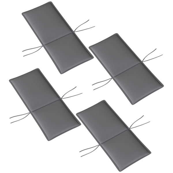 Lot de 4 coussins de chaise d'extérieur galette de chaise à dossier haut attaches et bande réglable tissu teint en fil anti-décoloration UPF50+ pour jardin terrasse balcon 124x50x5cm gris