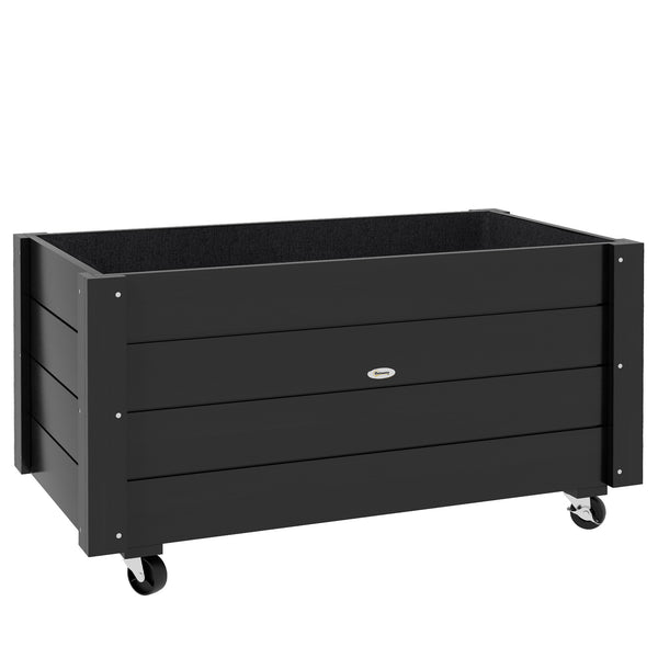 Jardinière sur roulettes - jardinière rectangulaire - inserts d'irrigation, feutre de drainage inclus - noir