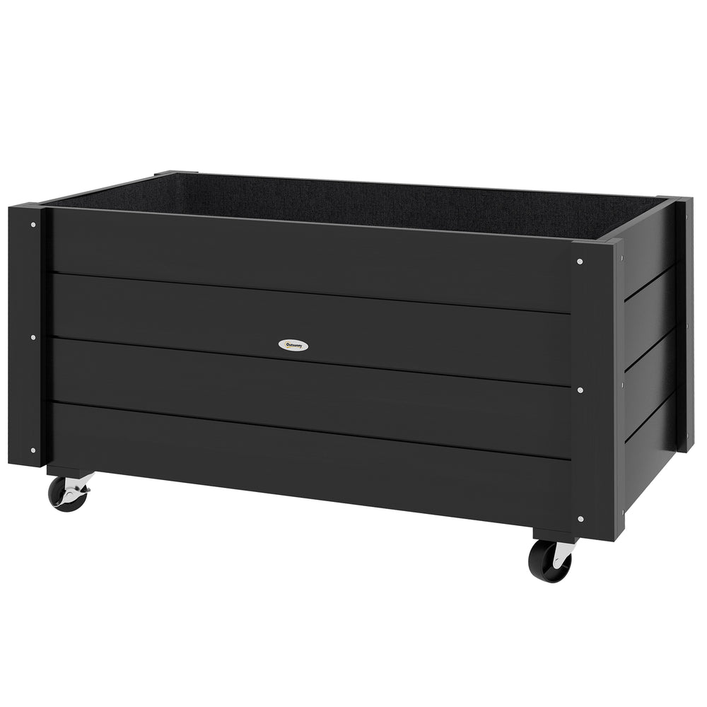 Jardinière sur roulettes - jardinière rectangulaire - inserts d'irrigation, feutre de drainage inclus - noir