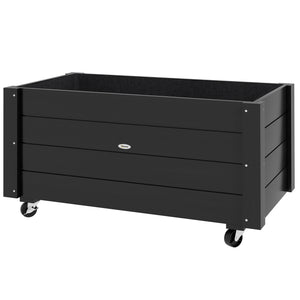 Jardinière sur roulettes - jardinière rectangulaire - inserts d'irrigation, feutre de drainage inclus - noir