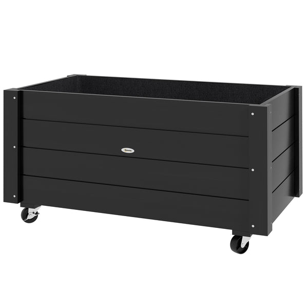 Jardinière sur roulettes - jardinière rectangulaire - inserts d'irrigation, feutre de drainage inclus - noir