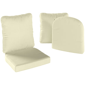 Ensemble de 2 coussins d'assise avec dossier, coussin d'assise et de dossier confortable respirant, housse amovible, résistante aux UV, pour extérieur et intérieur, crème