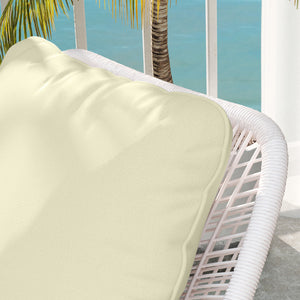 Ensemble de 2 coussins d'assise avec dossier, coussin d'assise et de dossier confortable respirant, housse amovible, résistante aux UV, pour extérieur et intérieur, crème