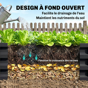Carré potager de jardin potager surélevé, bac potager en acier galvanisé, jardinière exterieur résistant à la rouille 120x120x30cm, pour légumes, fleurs et herbes jardin, gris