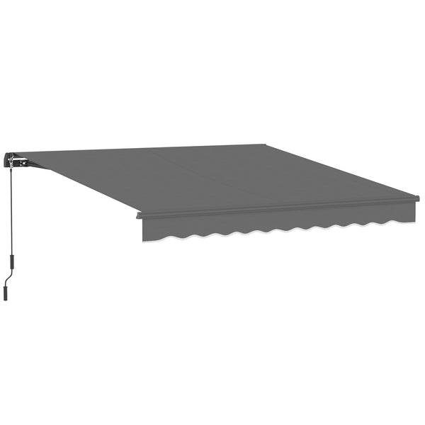 Store banne manuel 3,5x3m, auvent rétractable inclinaison réglable, manivelle, aluminium et polyester 280 g/m² protection UV résistance à l'eau, pour patio, balcon, terrasse, gris foncé