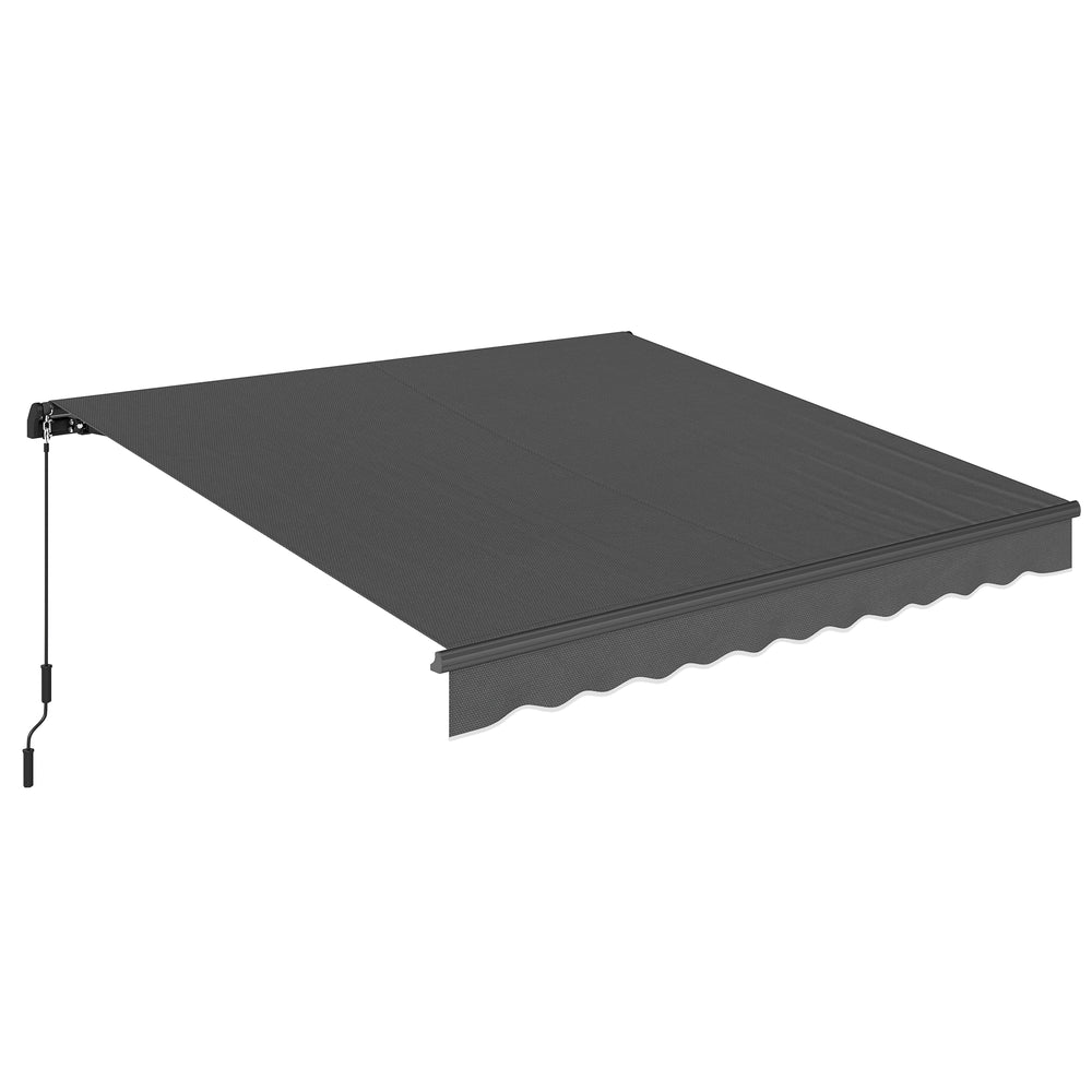 Store banne manuel 3,5x3m, auvent rétractable inclinaison réglable, manivelle, aluminium et polyester 280 g/m² protection UV résistance à l'eau, pour patio, balcon, terrasse, gris foncé