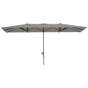 Parasol de jardin extérieur, parasol double rectangulaire 451 x 264 cm avec ouverture fermeture manivelle, toile polyester 200 g/m², parasol pour balcon, piscine, terrasse, gris foncé