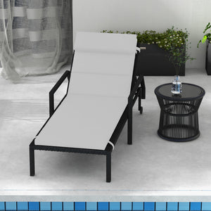 Coussin d'extérieur pour chaise Longue Coussin Bain de Soleil Rectangulaire avec appui-tête et liens, déperlant, 196 x 63 cm, gris clair