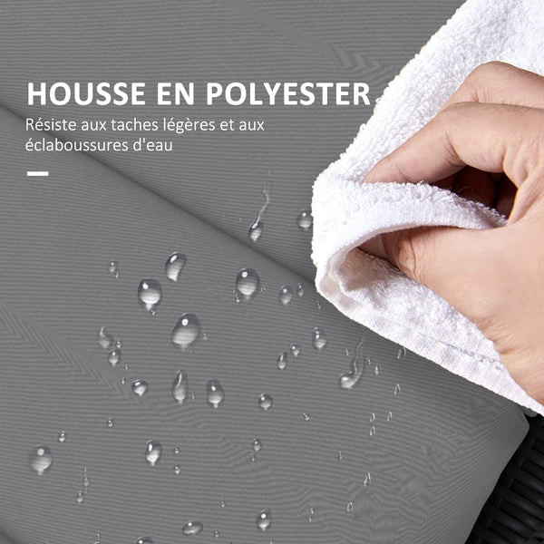 Coussin d'extérieur pour chaise Longue Coussin Bain de Soleil Rectangulaire avec appui-tête et liens, déperlant, 196 x 63 cm, gris clair