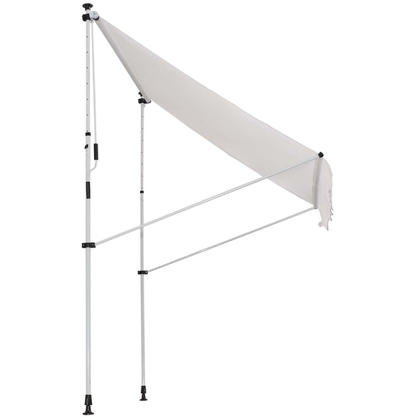 Store banne manuel rétractable 2L x 1,5l x 1,7-2,8H m inclinaison réglable installation rapide store banne sans perçage pour balcon métal aluminium polyester blanc