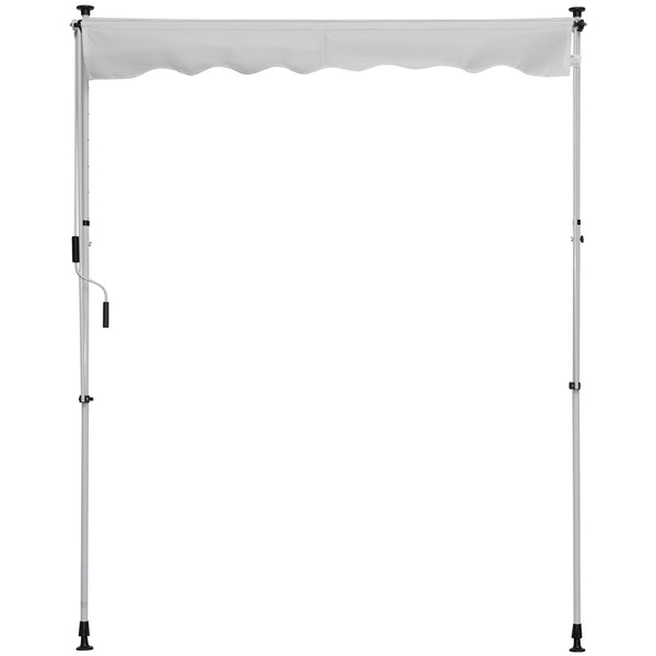 Store banne manuel rétractable 2L x 1,5l x 1,7-2,8H m inclinaison réglable installation rapide store banne sans perçage pour balcon métal aluminium polyester blanc