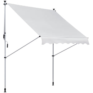 Store banne manuel rétractable 2L x 1,5l x 1,7-2,8H m inclinaison réglable installation rapide store banne sans perçage pour balcon métal aluminium polyester blanc