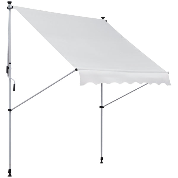 Store banne manuel rétractable 2L x 1,5l x 1,7-2,8H m inclinaison réglable installation rapide store banne sans perçage pour balcon métal aluminium polyester blanc