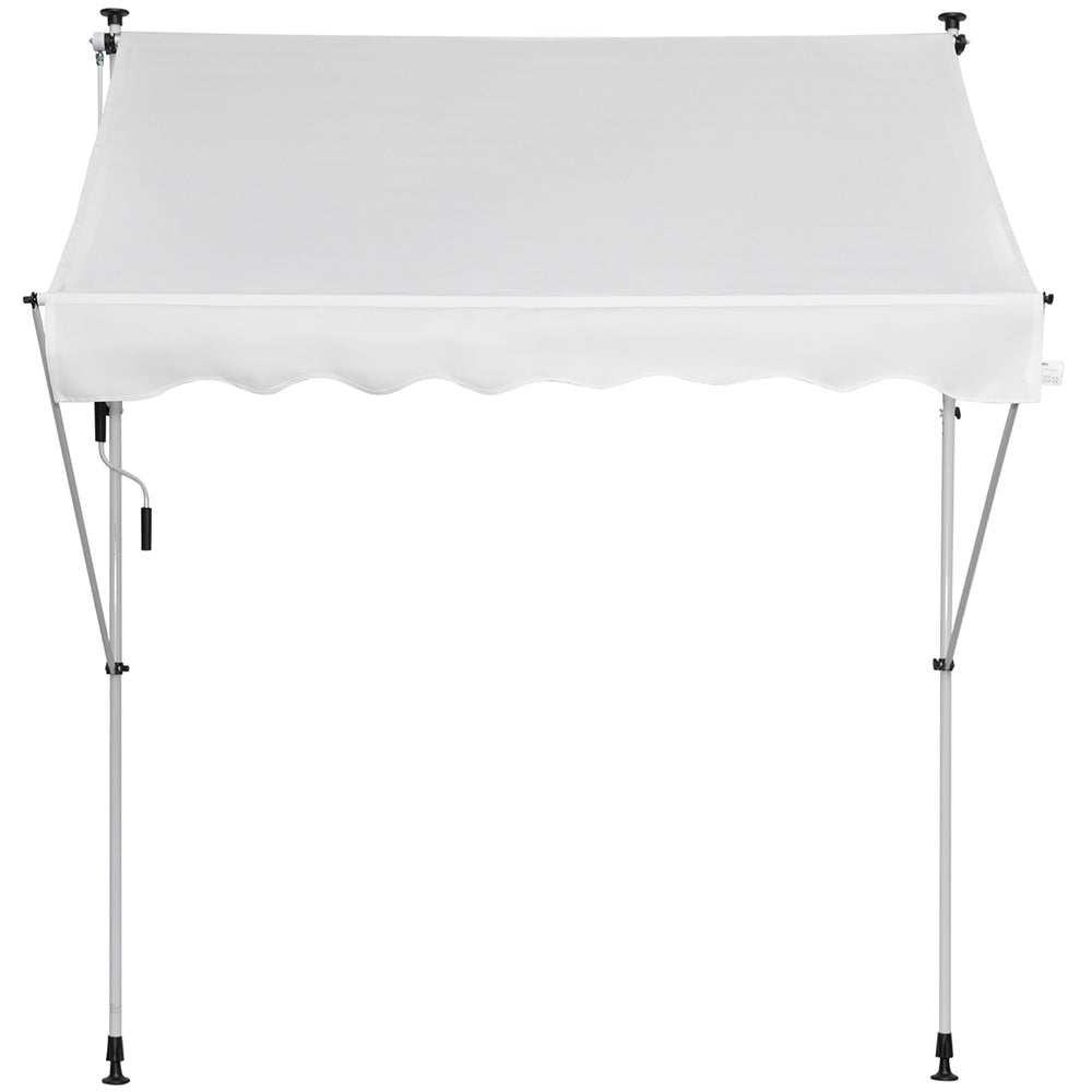 Store banne manuel rétractable 2L x 1,5l x 1,7-2,8H m inclinaison réglable installation rapide store banne sans perçage pour balcon métal aluminium polyester blanc