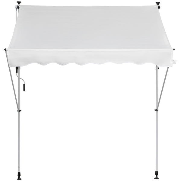 Store banne manuel rétractable 2L x 1,5l x 1,7-2,8H m inclinaison réglable installation rapide store banne sans perçage pour balcon métal aluminium polyester blanc