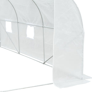 Serre Tunnel de Jardin 3,5 x 3 x 2 m Grande Taille 6 fenêtres en PE Haute densité 140 g/m² Anti-UV avec portes zip enroulables Blanc
