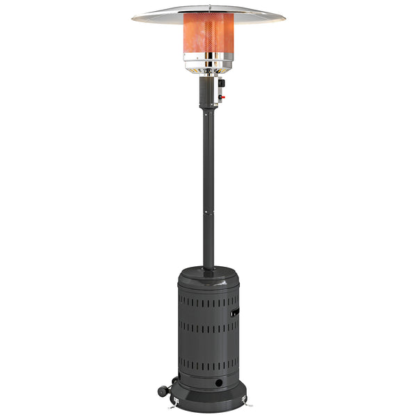 Chauffage exterieur terrasse, parasol chauffant gaz portable 11 KW niveaux de chauffe réglable avec protection anti-basculement et roulettes pour jardin, surface chauffable 7 m², noir