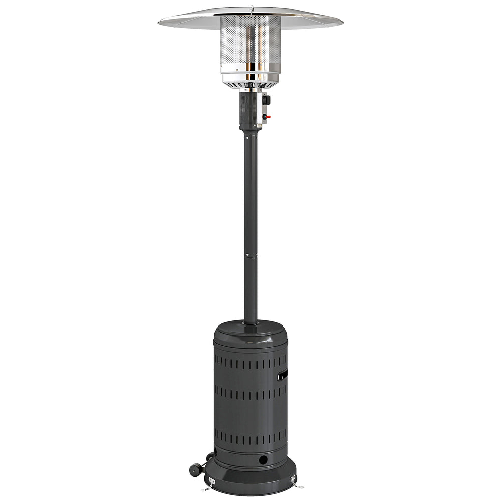 Chauffage exterieur terrasse, parasol chauffant gaz portable 11 KW niveaux de chauffe réglable avec protection anti-basculement et roulettes pour jardin, surface chauffable 7 m², noir