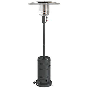 Chauffage exterieur terrasse, parasol chauffant gaz portable 11 KW niveaux de chauffe réglable avec protection anti-basculement et roulettes pour jardin, surface chauffable 7 m², noir