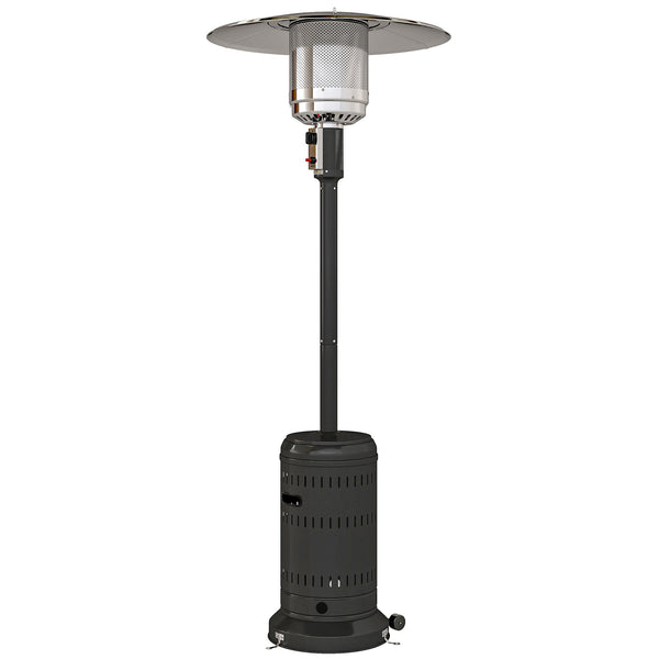 Chauffage exterieur terrasse, parasol chauffant gaz portable 11 KW niveaux de chauffe réglable avec protection anti-basculement et roulettes pour jardin, surface chauffable 7 m², noir