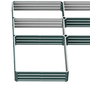 Jardinière carré potager de jardin modulable en acier ensemble de 5 jardinières pour légumes, plantes, fleurs, dim. 245L x 242l x 31H cm vert