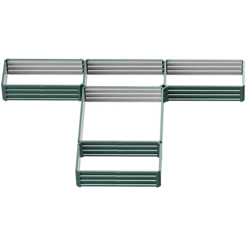 Jardinière carré potager de jardin modulable en acier ensemble de 5 jardinières pour légumes, plantes, fleurs, dim. 245L x 242l x 31H cm vert
