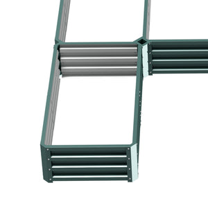 Jardinière carré potager de jardin modulable en acier ensemble de 5 jardinières pour légumes, plantes, fleurs, dim. 245L x 242l x 31H cm vert