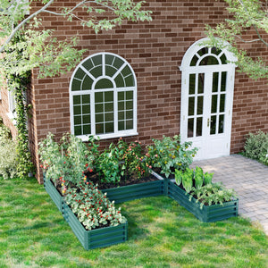 Jardinière carré potager de jardin modulable en acier ensemble de 5 jardinières pour légumes, plantes, fleurs, dim. 245L x 242l x 31H cm vert