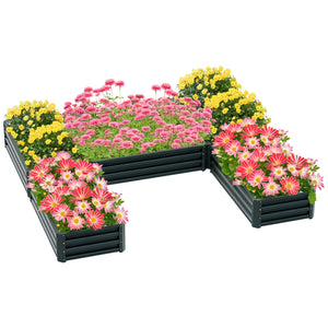 Jardinière carré potager de jardin modulable en acier ensemble de 5 jardinières pour légumes, plantes, fleurs, dim. 245L x 242l x 31H cm vert