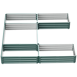 Jardinière carré potager de jardin modulable en acier ensemble de 5 jardinières pour légumes, plantes, fleurs, dim. 245L x 242l x 31H cm vert