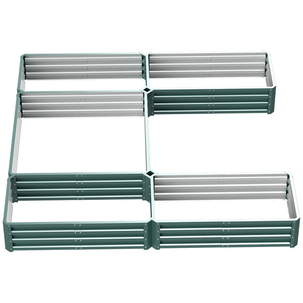 Jardinière carré potager de jardin modulable en acier ensemble de 5 jardinières pour légumes, plantes, fleurs, dim. 245L x 242l x 31H cm vert