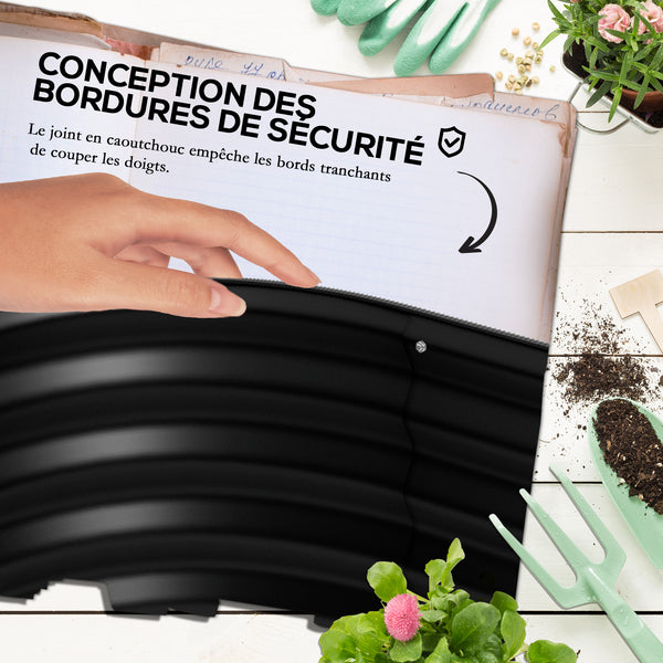 Jardinière surélevée carré potager de jardin en acier modulable pour légumes, plantes, fleurs, dim. 240 x 62 x 30cm, noir