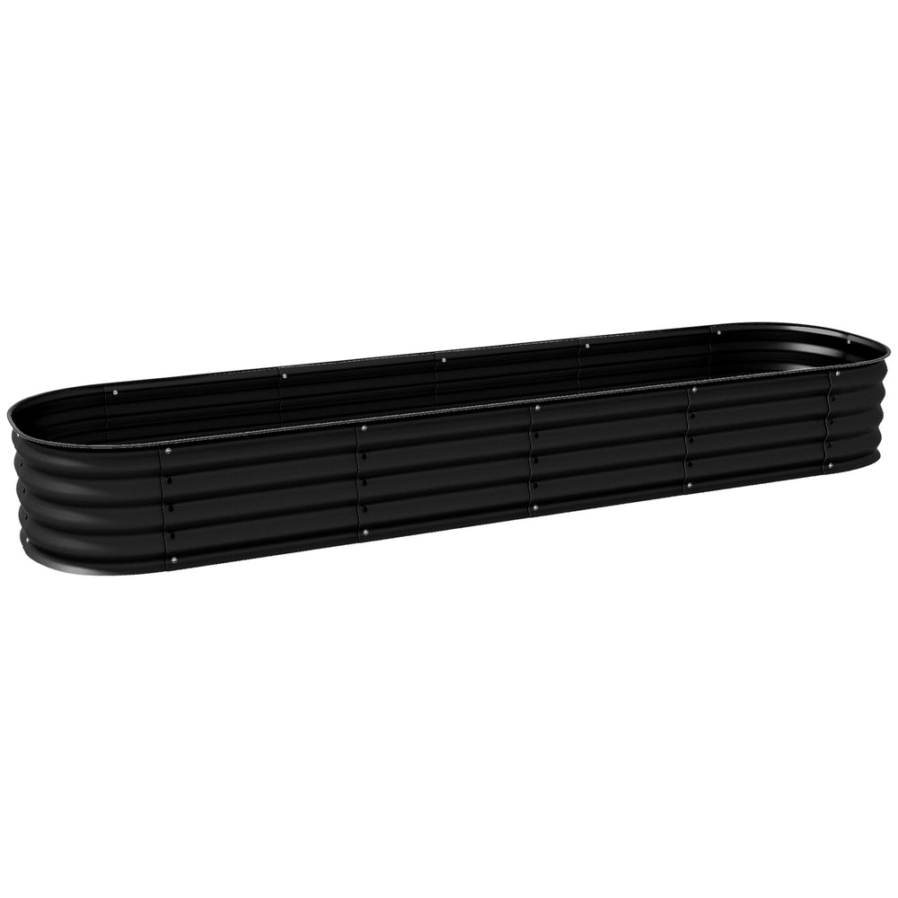 Jardinière surélevée carré potager de jardin en acier modulable pour légumes, plantes, fleurs, dim. 240 x 62 x 30cm, noir