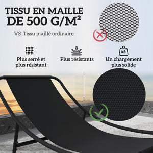 Lot de 2 fauteuils à bascule extérieur, chaises à bascule avec coussins épais, siège tissu textilène respirant et cadre en acier, rocking chair extérieur, jardin, terrasse, patio, gris foncé
