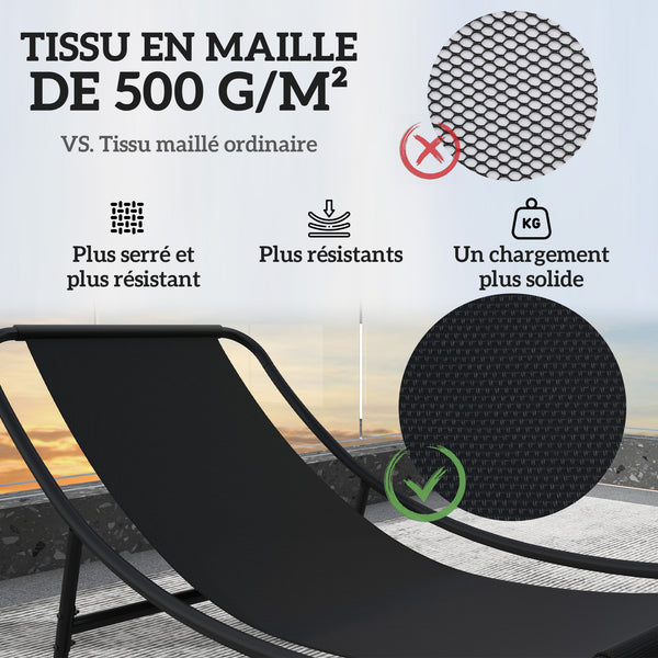 Lot de 2 fauteuils à bascule extérieur, chaises à bascule avec coussins épais, siège tissu textilène respirant et cadre en acier, rocking chair extérieur, jardin, terrasse, patio, gris foncé