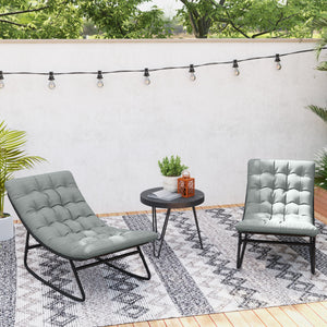 Lot de 2 fauteuils à bascule extérieur, chaises à bascule avec coussins épais, siège tissu textilène respirant et cadre en acier, rocking chair extérieur, jardin, terrasse, patio, gris foncé