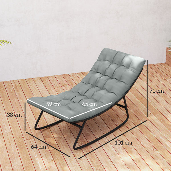 Lot de 2 fauteuils à bascule extérieur, chaises à bascule avec coussins épais, siège tissu textilène respirant et cadre en acier, rocking chair extérieur, jardin, terrasse, patio, gris foncé