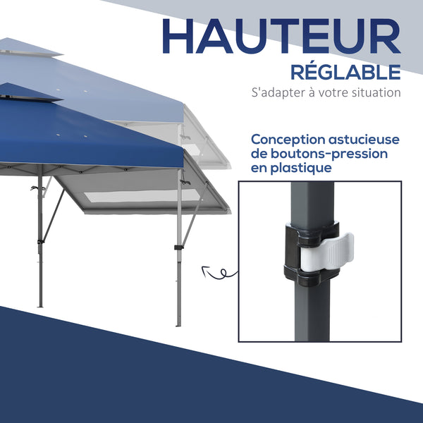 Tonnelle pop-up jardin barnum Pliant 5 x 3 m, tissu oxford avec 2 parois réglables, facile à monter, sac à transport à roulettes inclus bleu