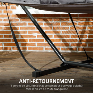 Hamac sur pied avec oreiller, hamac avec support acier, avec barres d'écartement, pour camping en plein air, plage, gris foncé
