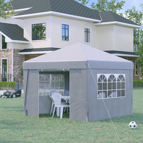 Tonnelle de jardin pop-up pliante tonnelle barnum tente de réception 3 x 3 m anti-UV 30 + avec fenêtres parois latérales sac de transport blanc