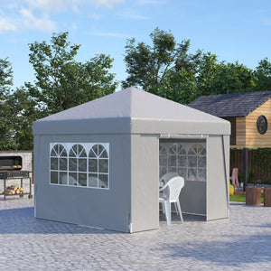 Tonnelle de jardin pop-up pliante tonnelle barnum tente de réception 3 x 3 m anti-UV 30 + avec fenêtres parois latérales sac de transport blanc