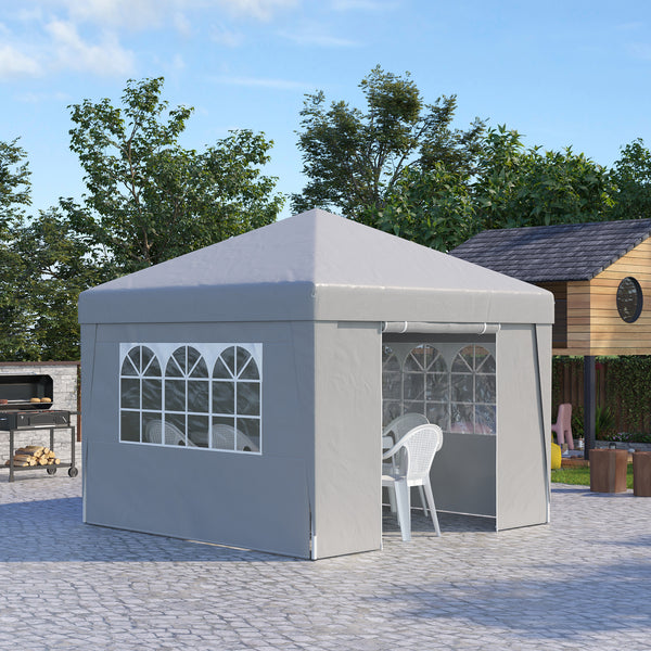 Tonnelle de jardin pop-up pliante tonnelle barnum tente de réception 3 x 3 m anti-UV 30 + avec fenêtres parois latérales sac de transport blanc