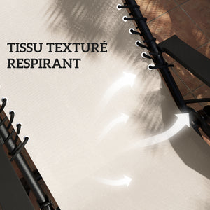 Lot de 2 chaise longue pliable et inclinable avec table d'appoint, fauteuil relax jardin de gravité zéro transat bain de soleil avec porte-gobelets et appuie-tête, charge 120 kg, beige