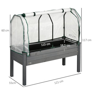 Potager sur Pieds surélevé avec bâche en PE Jardinière surélevée potager avec serre volume 104 L avec Trous de Drainage, Tissu non tissé, pour Plantes  Fleurs Légumes, 121x55x117cm gris foncé