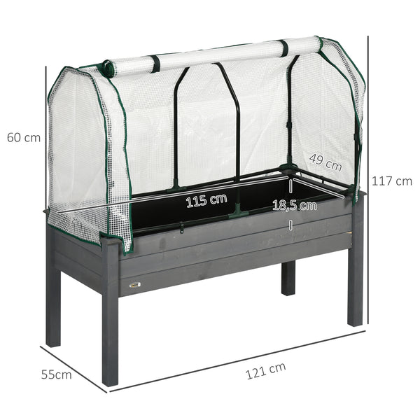 Potager sur Pieds surélevé avec bâche en PE Jardinière surélevée potager avec serre volume 104 L avec Trous de Drainage, Tissu non tissé, pour Plantes  Fleurs Légumes, 121x55x117cm gris foncé